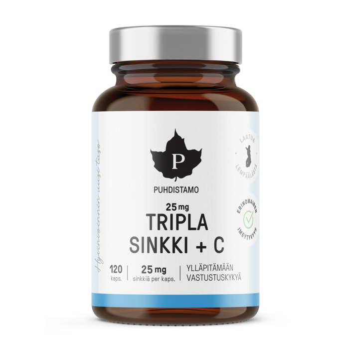 Puhdistamo Tripla Sinkki 25 mg + C, 120kaps