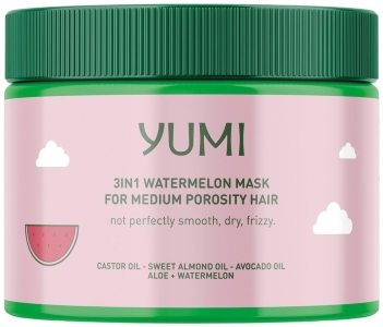 Yumi 3in1 kosteuttava hiusnaamio vesimeloni 300 ml keskihuokoisille, kuiville ja karheille hiuksille